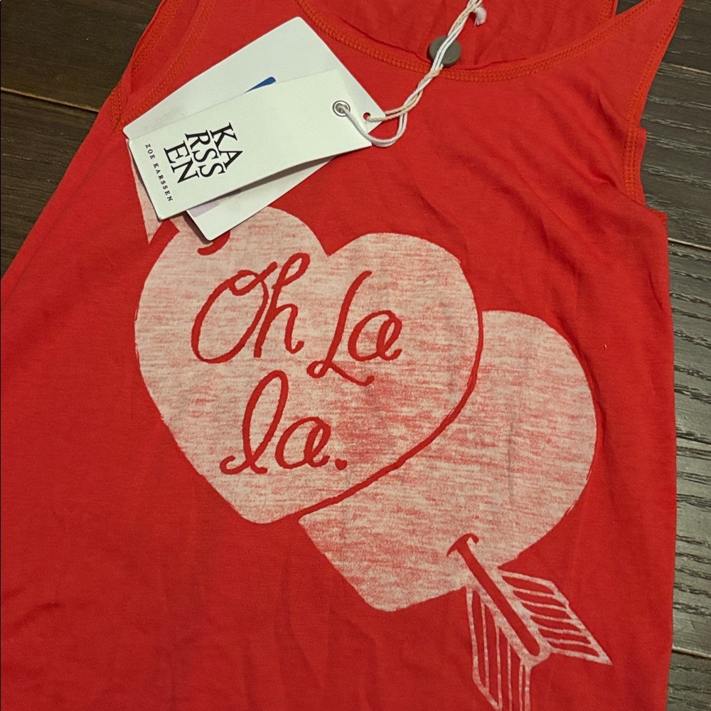 Zoe Karssen Red Sleeveless Top with Heart Design - Picture 4 of 9
